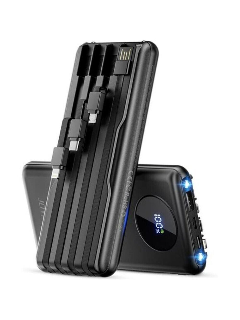 Portable power bank 10000mAh fast charging USB C iPhone Android charger